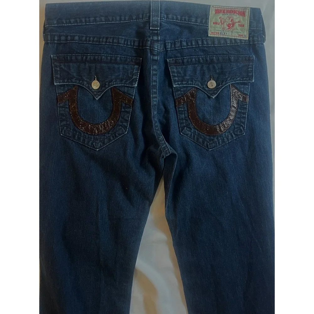 True religion Ricky jeans denim vintage 24–859 LX 603336 embellished men 38 flap